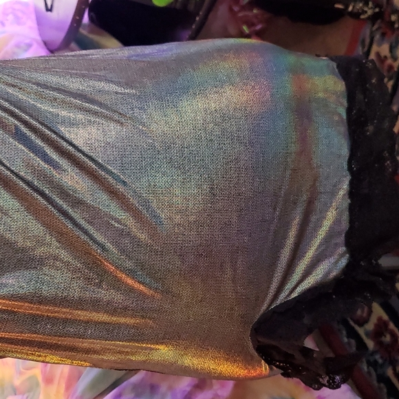 Holographic crop top and lace skirt, sz s - Picture 4 of 6